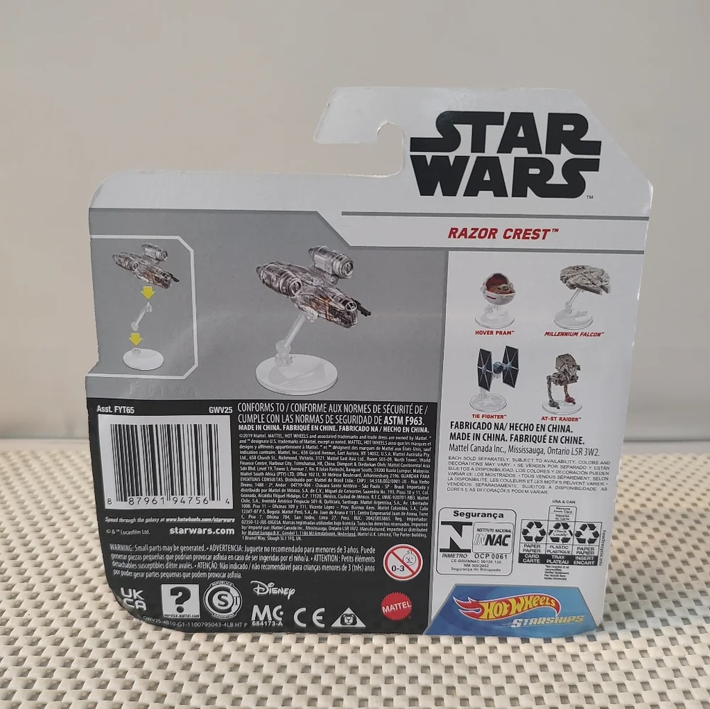 Hot Wheels Starships Razor Crest The Mandalorian Star Wars Die-Cast NWT Disney